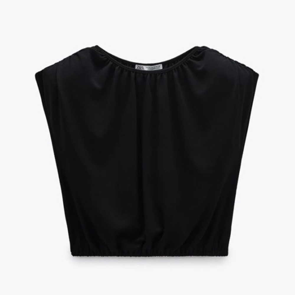 Zara Crop Top Shoulder Pads Opening At Back 4770/016